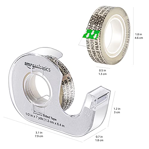 Eco-Friendly Basics Double Sided Permanent Tape with Dispenser, Narrow Width, 1/2 Kit