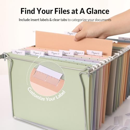 SUNEE Hanging File Folders, 50 Pack Letter Size Hanging Kit