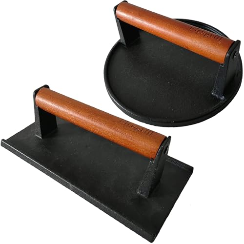 Minimalist Firsgrill Burger Press 7.08" Round & 8.3”X4.3”Rectangle Heavy-Duty for Daily Use