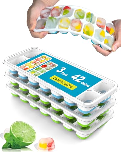 Smart Home 3 Pack Ice Cube Trays with Lid for Freezer, for Daily Use